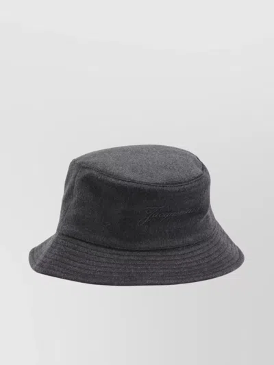 Jacquemus The Fisherman Soft Texture Stitching Hat In Black