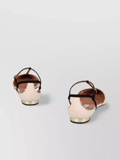 Aquazzura Cut-out Leather Ballet Flats With T-bar Strap In Multi