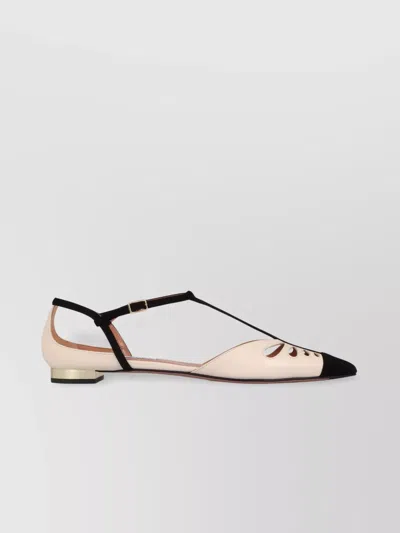 Aquazzura Cut-out Leather Ballet Flats With T-bar Strap In Multi