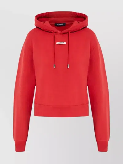 Jacquemus Le Hoodie Gros Grain Cotton Hoodie In Red