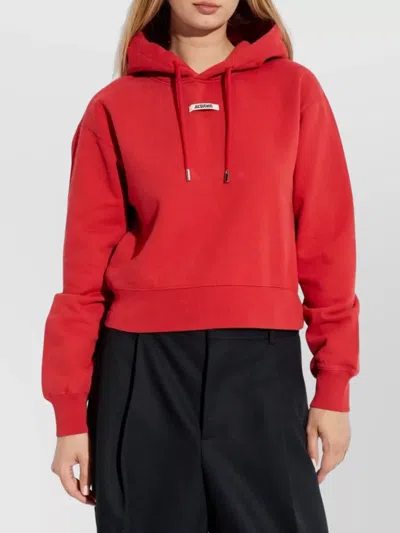 Jacquemus Le Hoodie Gros Grain Cotton Hoodie In Red