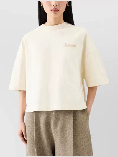 Jacquemus Le T-shirt Corto Logo-embroidered Cotton T-shirt In Blue