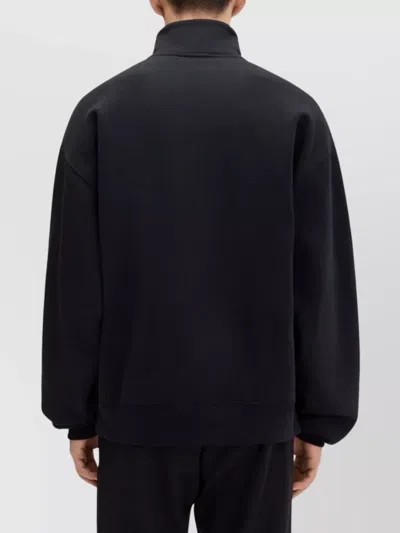 Jacquemus High Neck Zip Sweatshirt With Logo Detail And Gathered Cuffs In Black