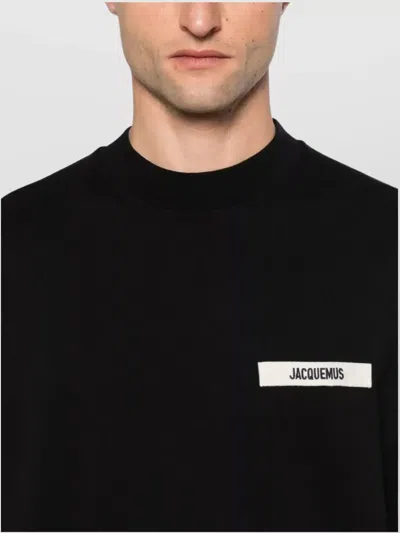 Jacquemus Mens Black Grosgrain-logo Long-sleeve Cotton T-shirt