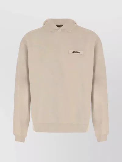 Jacquemus Relaxed Fit Cotton Hoodie With Subtle Branding In Neutral