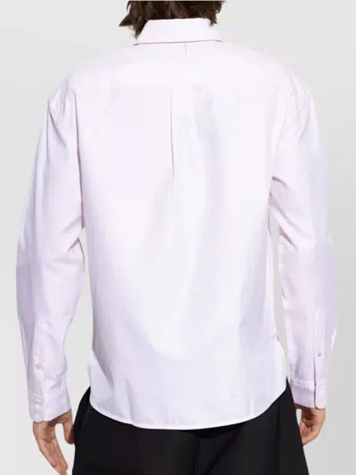 Jacquemus Men Shirt With Embroidered Logo And Herringbone Pattern In Pink