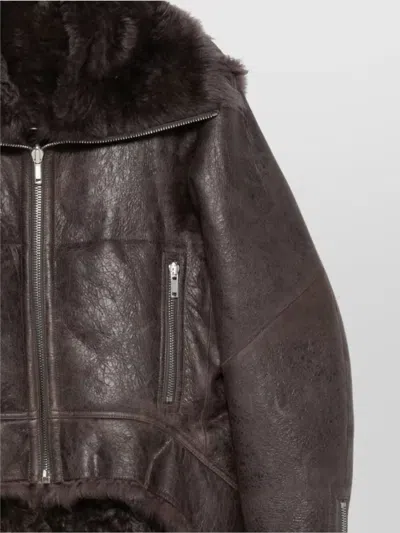 Rick Owens Brown Jacket With Reversible Design And Asymmetric Hem In Leather Woman In Brown
