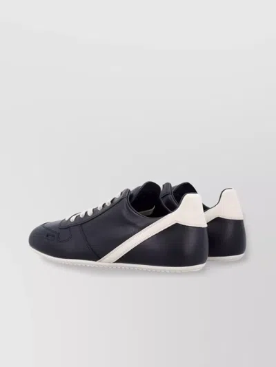 Rick Owens Black Low-top Sneakers With Contrasting Details In Leather Man In Black