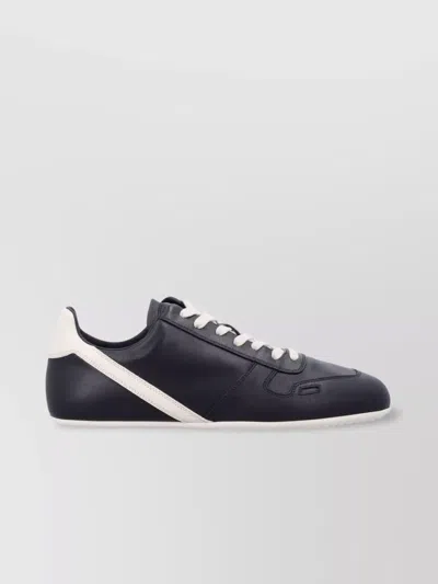 Rick Owens Black Low-top Sneakers With Contrasting Details In Leather Man In Black