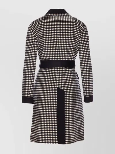 Valentino Womens Avorio Nero Gingham-pattern Wool And Cashmere-blend Coat In Gray