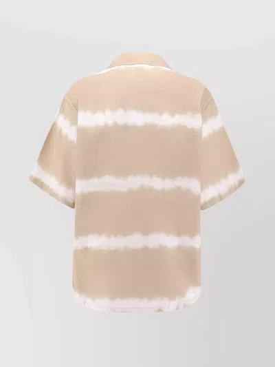 Aspesi Cotton Shirt With Printed Tie-dye Pattern In Brown