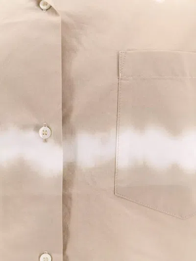 Aspesi Cotton Shirt With Printed Tie-dye Pattern In Brown