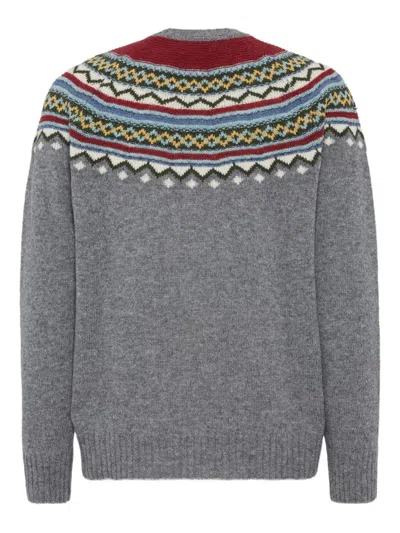 Dsquared2 Wool Sweater With Geometric Pattern In Gray