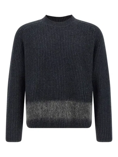 Dsquared2 Chunky Knit Girocollo In Lana E Alpaca Lavorazione A Coste Sweater In Blue