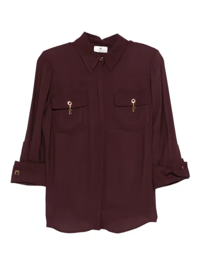 Elisabetta Franchi Shirt With Chest Pockets And Collared Neck In Red