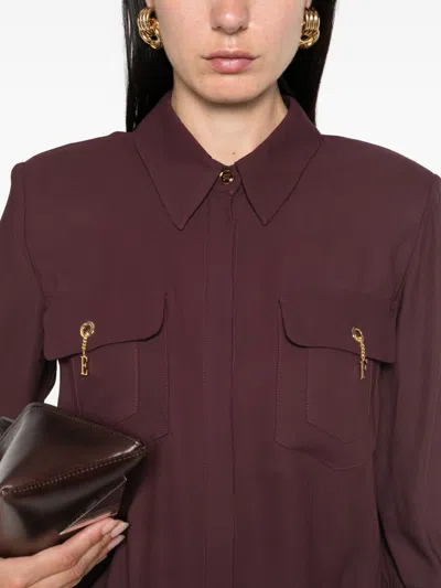 Elisabetta Franchi Shirt With Chest Pockets And Collared Neck In Red