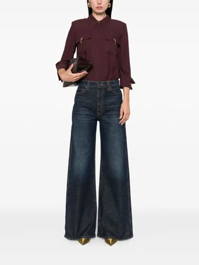 Elisabetta Franchi Shirt With Chest Pockets And Collared Neck In Red