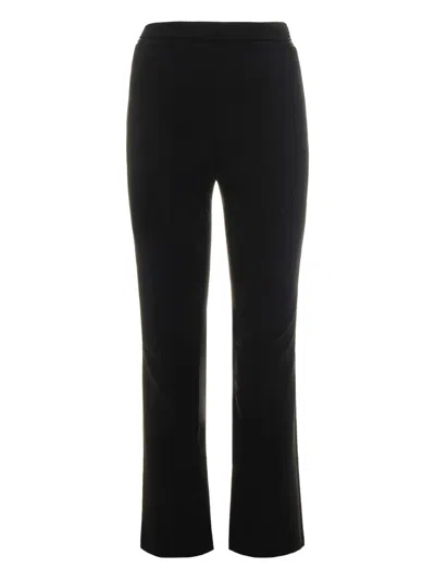 Elisabetta Franchi Straight-leg Cropped Crepe Pants With Gold Accents In Black