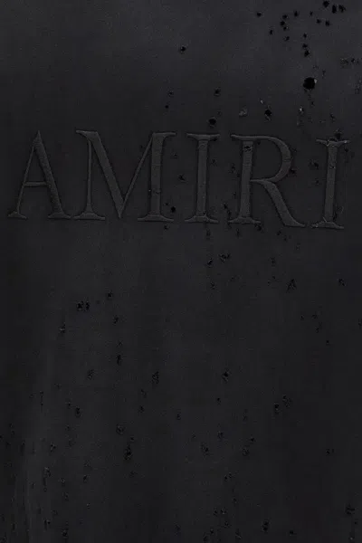 Amiri Shotgun Logo-print Distressed T-shirt In Black