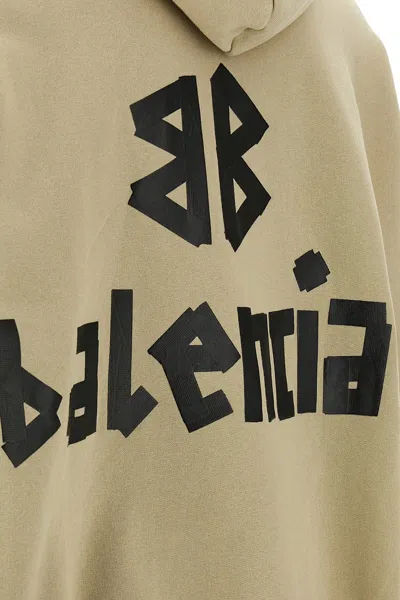 Balenciaga Tape Type Ripped Pocket Large Fit Fleece Hoodie In Gold