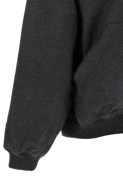 Balenciaga Men Grey Sweatshirt With Fixed Hood And Logo Detail On The Front In Cotton Man In Gray