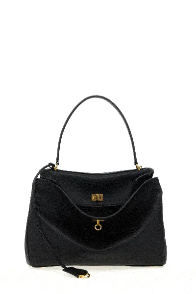 Balenciaga Rodeo Medium Smooth Leather Hand Bags In Black