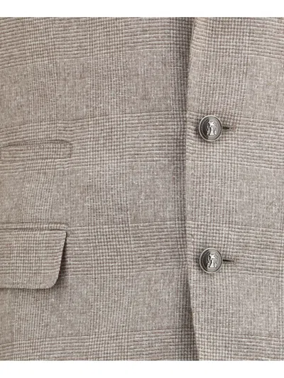Brunello Cucinelli Peaked-lapel Check Suit In Neutral