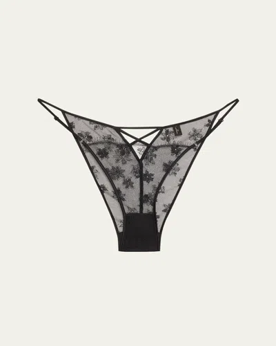 Kiki De Montparnasse All Over Lace Cheeky Low-rise Briefs In Black