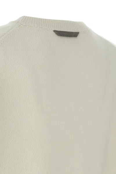 Brunello Cucinelli Cashmere Knit With Shiny Detail Clothing In Neutral