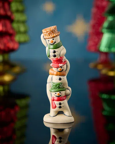 Vaillancourt Folk Art Stacked Snowmen With Festive Hats