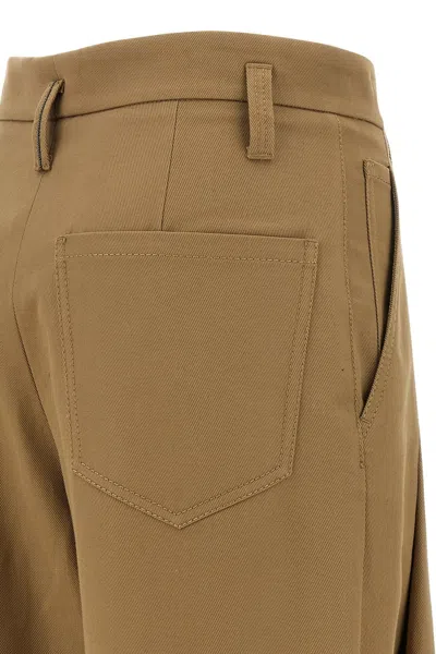 Brunello Cucinelli Trousers With Front Pleats And Wide Leg In Brown