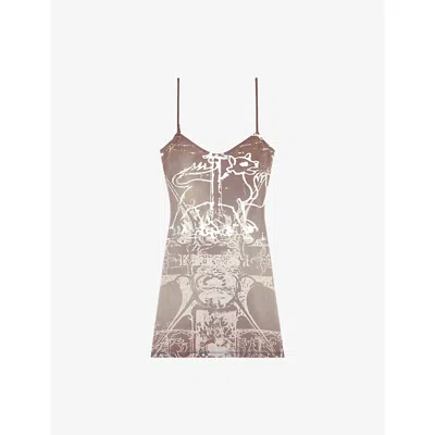 Diesel Womens 7ff D-longy Graphic-print Cotton-jersey Mini Dress Xs In Multi