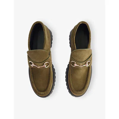Gucci Sylke Suede Horsebit Booties In Green