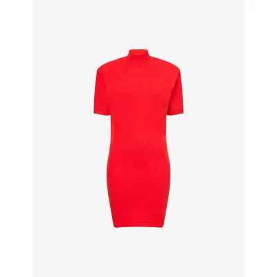 Jacquemus Turtleneck Short Sleeve Knee-length Dress In Red