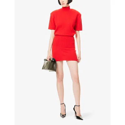 Jacquemus Turtleneck Short Sleeve Knee-length Dress In Red