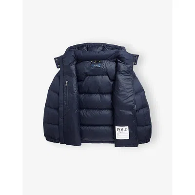 Polo Ralph Lauren Logo Padded Down Jacket In Blue