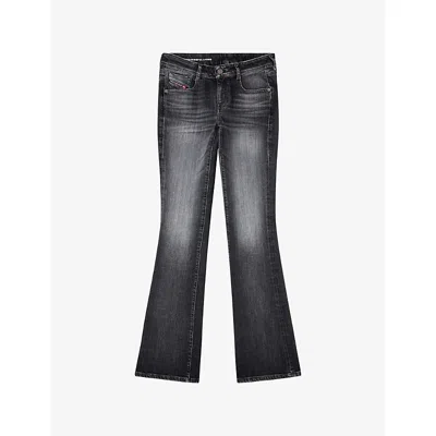 Diesel 1969 Flared Trousers Five Pocket Design In Black