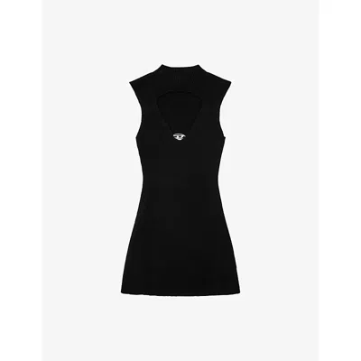 Diesel Mini Wool Dress With Inlay In Black