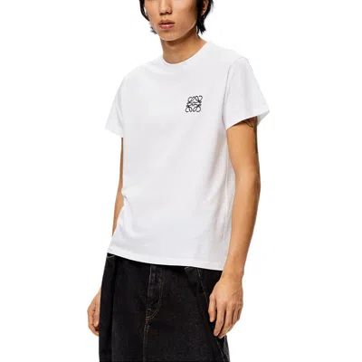 Loewe Slim-fit Logo-embroidered Cotton-jersey T-shirt In White