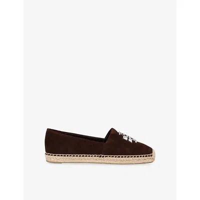 Tory Burch Round Toe Suede Espadrilles With Espadrille Sole In Brown