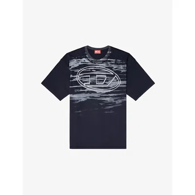 Diesel Cotton T-shirt With Oval D Print In Black