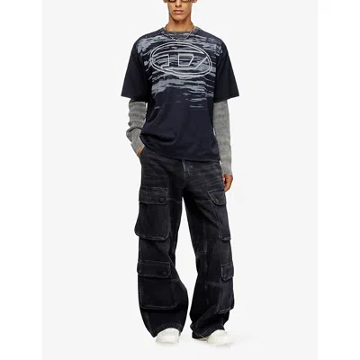 Diesel Cotton T-shirt With Oval D Print In Black