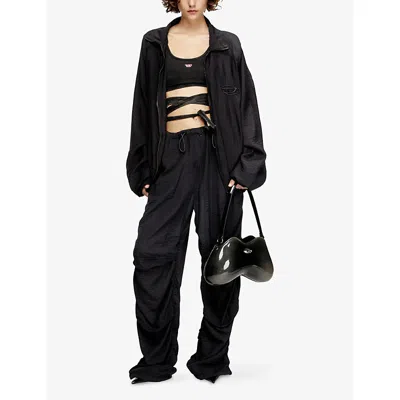 Diesel Womens 02a T-leya-tail Wrap-around Cotton-jersey Top In Black