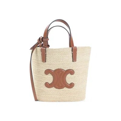 Celine Supple Straw And Leather Shoulder Bag In Multi