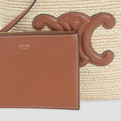 Celine Supple Straw And Leather Shoulder Bag In Multi
