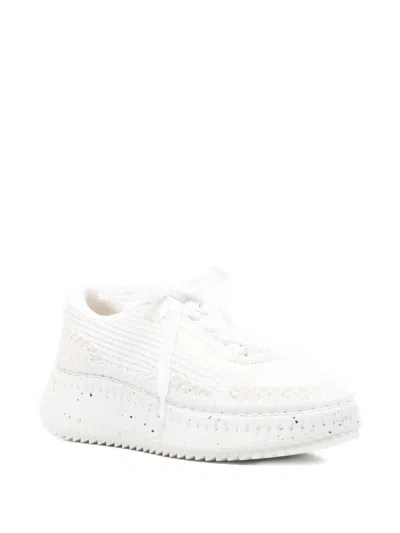 Chloé Nama Embroidered Suede And Recycled Mesh Trainers In White