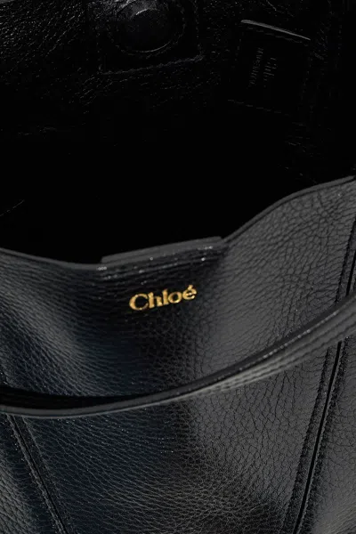 Chloé Chloè Spin Small Leather Tote Bag In Black