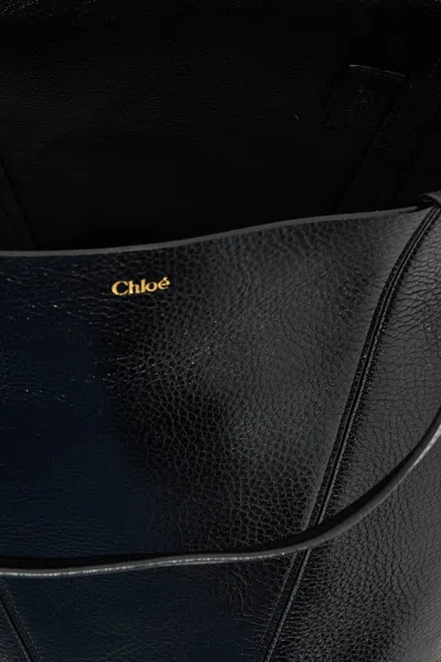 Chloé Chloè Spin Small Leather Tote Bag In Black