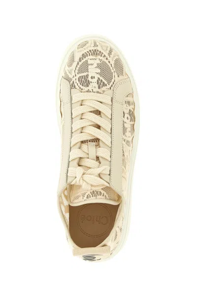 Chloé Lace Lauren Low-top Sneakers With Pull Tab In Animal Print