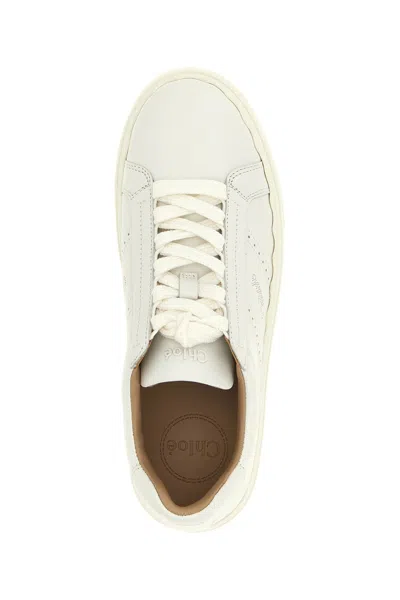 Chloé Lace-up Leather Sneakers In White